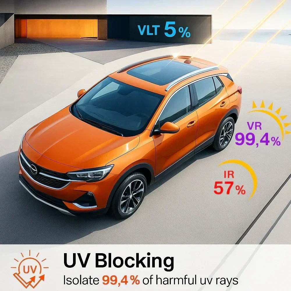 Universal Reduce Infrared Heat & Block UV by 99% Removable Window Tint Film for Cars - DIY Cut for Multiple ShapesMN2