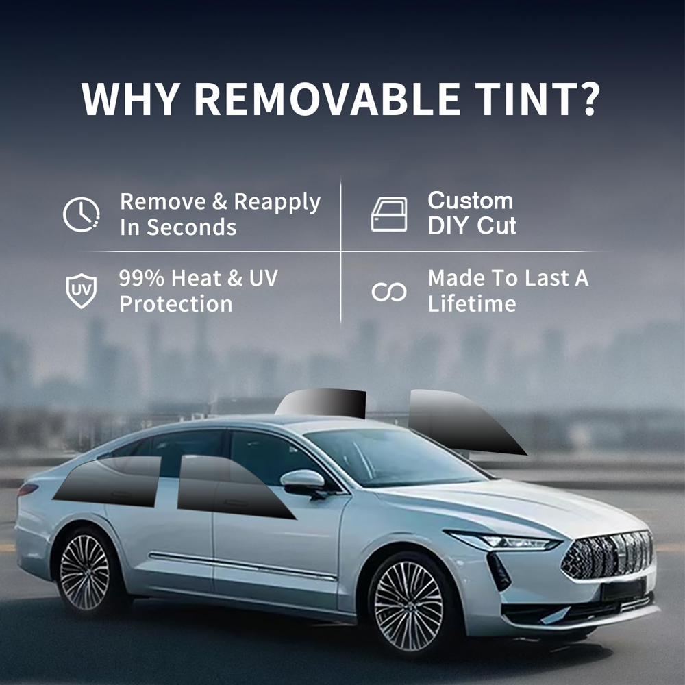Universal Reduce Infrared Heat & Block UV by 99% Removable Window Tint Film for Cars - DIY Cut for Multiple ShapesMN2